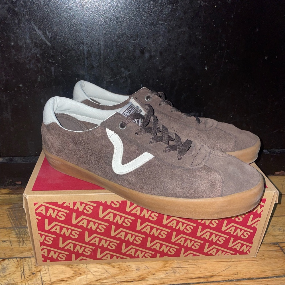 Vans Brown and White Sneakers Suede Comfort